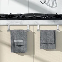Stainless Steel Bathroom Kitchen Cabinet Rag Shelf Dishcloth Hanger Single Pole Towel Rack Over Door Back Type Hanging Holder 3