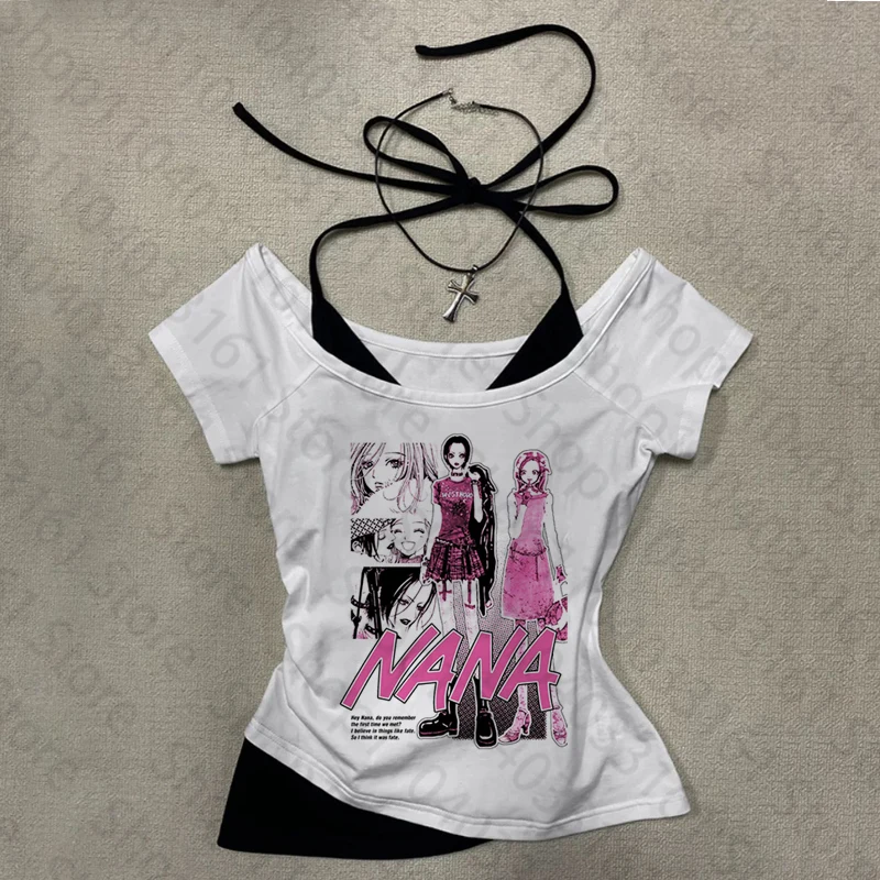Vintage Women Fashion Punk Emo Girls 2000s Top Aesthetics Letter Print Cute Baby Tees Streetwear Short Sleeve Y2k Style Crop Top 3