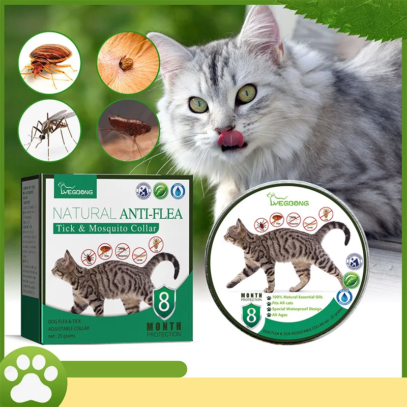 Pet Ticks Mosquito Collar Anti Flea Collar For Cat Anti Flea Mite Lice Insecticide Outdoor Adjustable Pet Mites Repellent