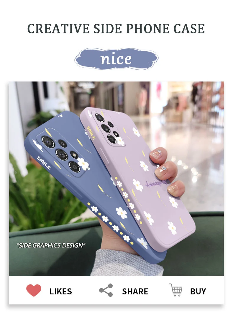 samsung silicone case Nhỏ Cúc Dành Cho Samsung A73 A53 A33 A23 A13 A03S A52 A52S A51 A72 A71 A32 A31 A22 A21S a12 A02S A02 4G 5G Bao kawaii phone cases samsung