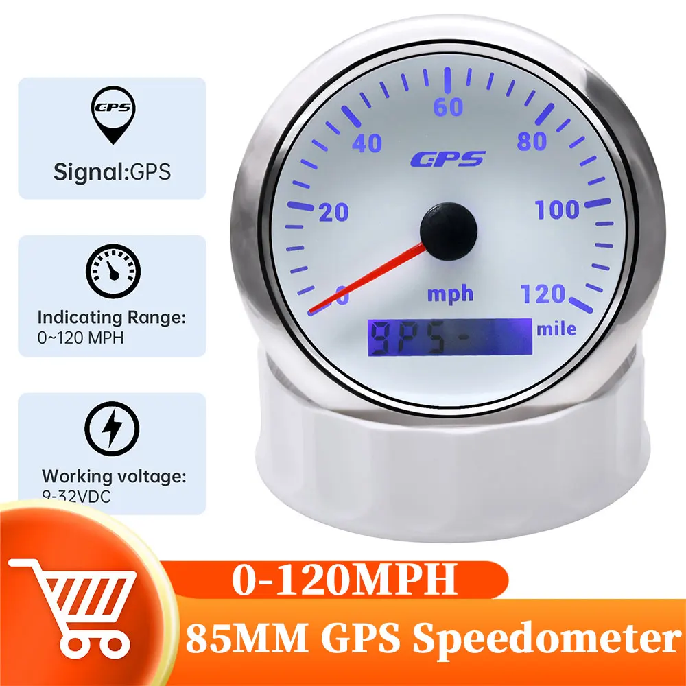 85mm 0120 Mph Car Baot Gps Speedometer With Gps Antenna Universal