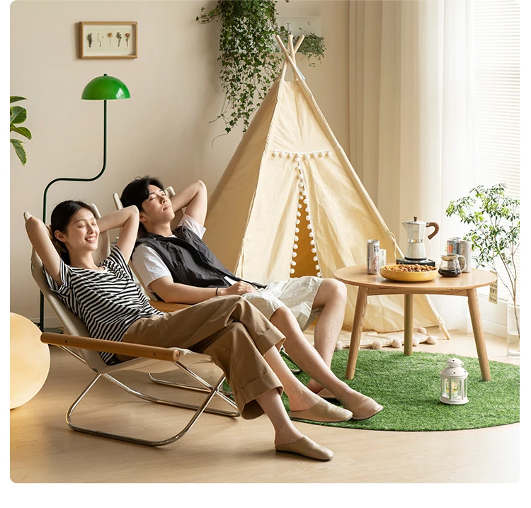 Foldable Chair for Small Spaces, Living Room, Balcony, Modern Lounge Chair for Home or Outdoor Use, Tear-Resistant Canvas Fabric
