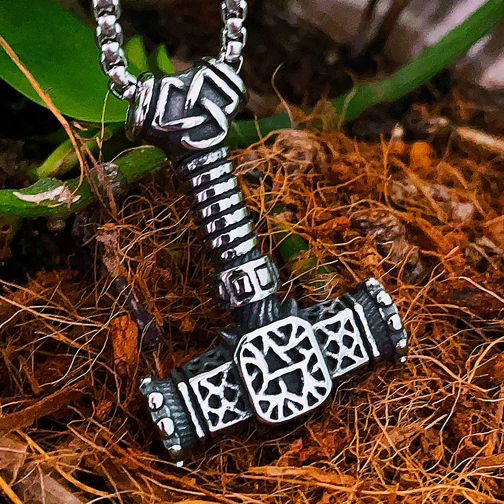 

Винтажное ожерелье с кулоном в виде молота Тора викинга из нержавеющей стали, цепочка-амулет для мужчин, оптовая продажа ювелирных изделий