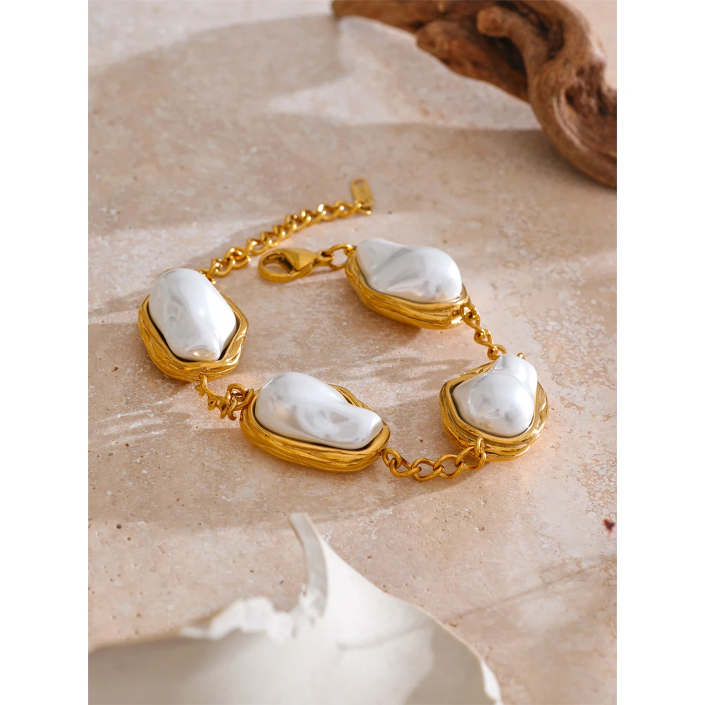 Yhpup Baroque Simulated Pearls Bracelet for Women