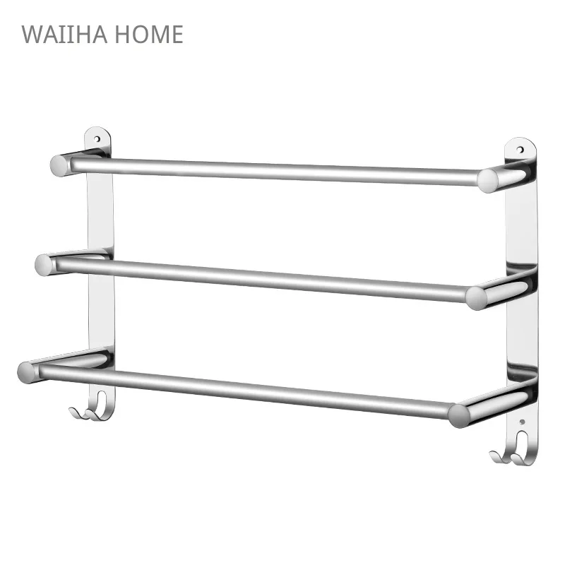Bathroom Towel Rail Coat Hanger Silver 304 Polished Stainless Steel Bath Holder 50-90cm Retractable Bar With Hook