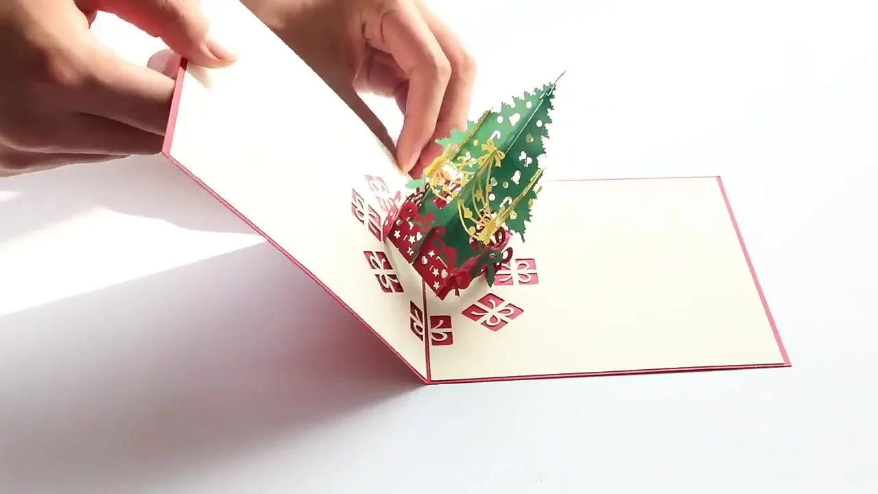 Biglietti Auguri Natale 3D, Biglietto di Natale 3D pop-up, Cartoline di Natale 3D con Busta