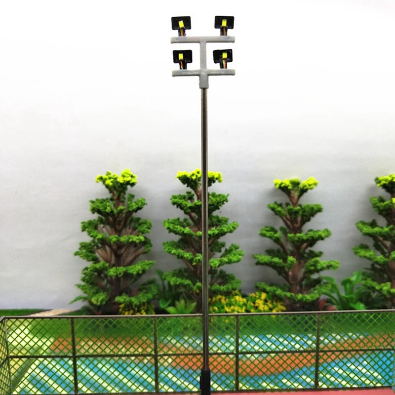 4 PCS HO Scale Model Lighting Tower,Tower Lights Model Lights Layout Lamppost For Train/Garden/Playground/Stadium 5