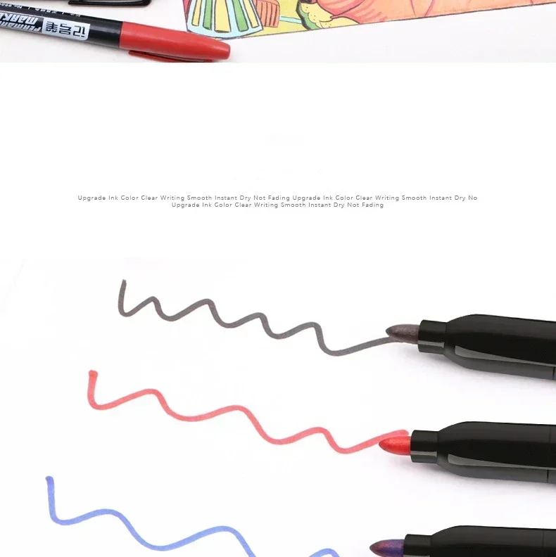 6–20 Stück Permanentmarker, wasserfest, feine und dicke Spitze, 1,5 mm, schwarz, blau, rote Tinte, für Büro, Schule, Zeichnen, Markieren, Kunst, Schreibwaren – Detail 5