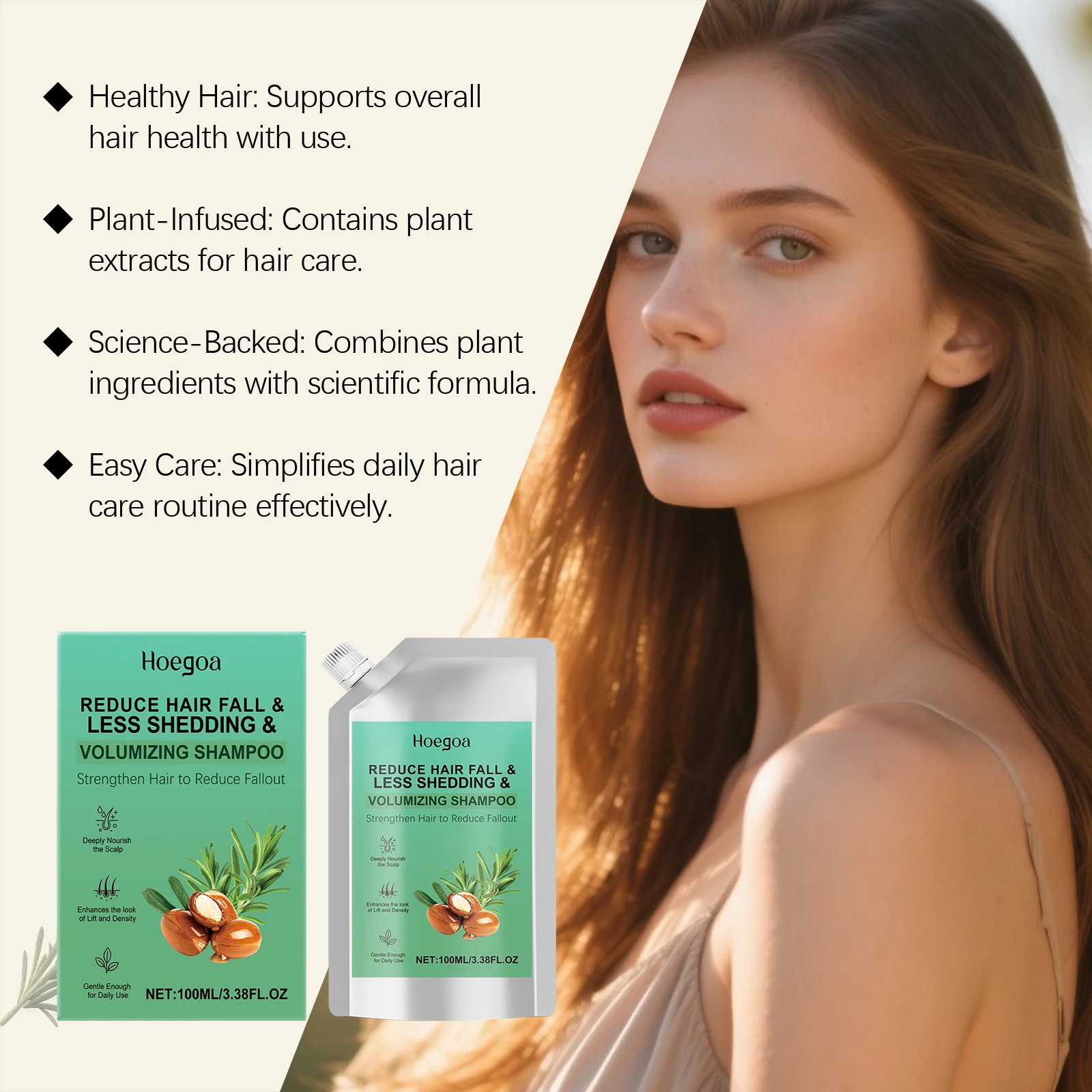 Volumizing Care Shampoo - A Daily Gentle Shampoo for Smoothing Hair Strands, Enhancing Hair Shine and Adding Lightweight Volume
