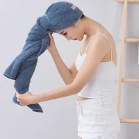 Women's Large Microfiber Hair Towel Dry Hair Towel with Elastic Band Quick Drying Towel Long Thick Curly Hair Super Soft Towel 6