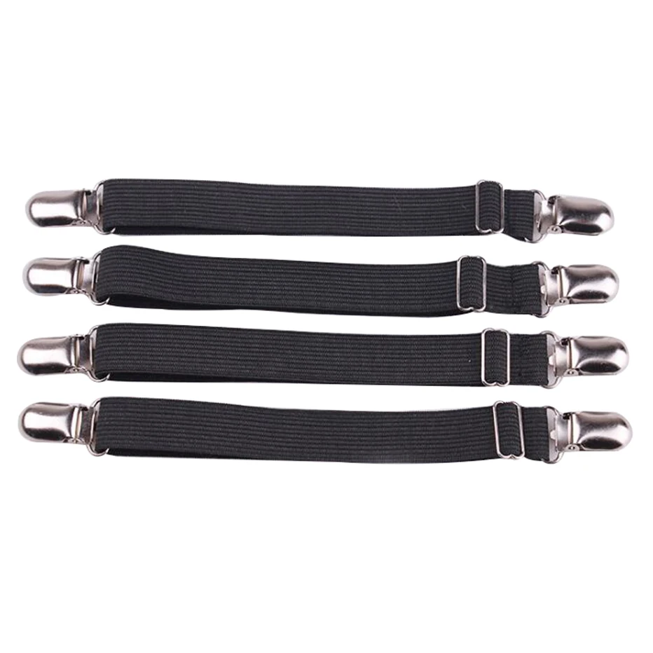  BetyBedy 4Pcs Adjustable Bed Sheet Fasteners Suspenders,  Elastic Sheet Band Straps Clips, Cover Grippers Suspenders Holder for  Mattress Pad Cover, Sofa Cushion (Black) : Home & Kitchen