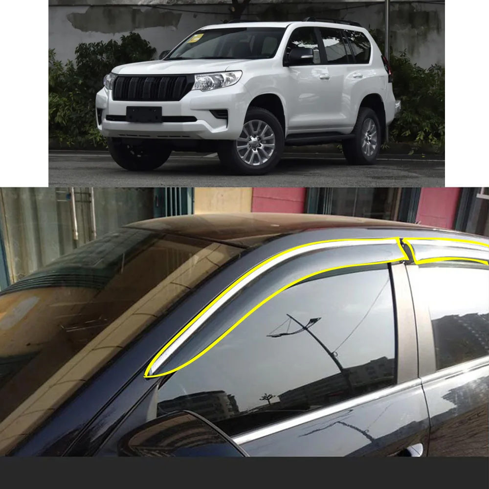 

Автомобильная наклейка оконное стекло ветрозащитный козырек защита от дождя/Солнца вентиляционное отверстие для TOYOTA Prado FJ150 2010 2011 2012 2013 2014 2015 2016 2017 2018 2019