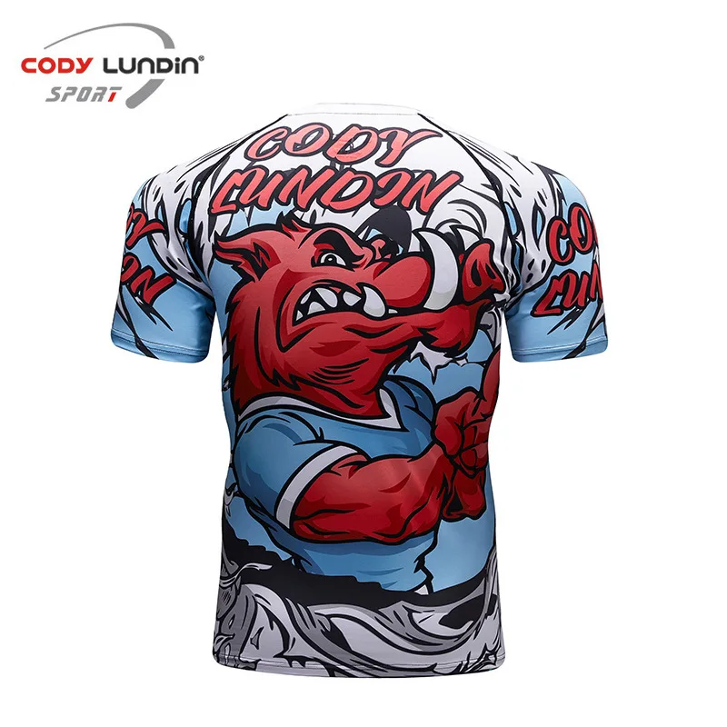 Men Rashguard MMA T-shirt Jiu Jitsu Bjj Kickboxing Compression Boxing Tees