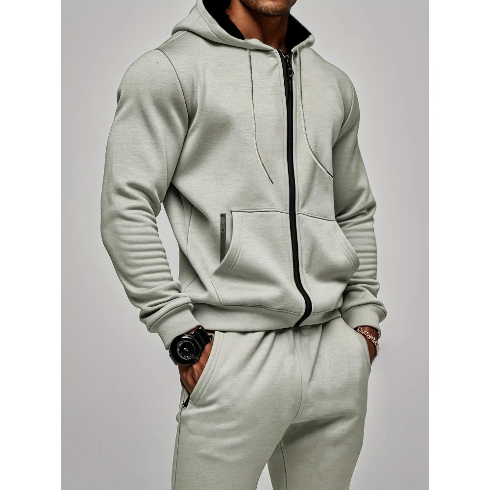2pcs Men's Hooded Sweatshirt&Pants Set, Casual Sports Fitness Co-ord,Tracksuit for Gym, Running, Workout, Activewear Set for Men 5
