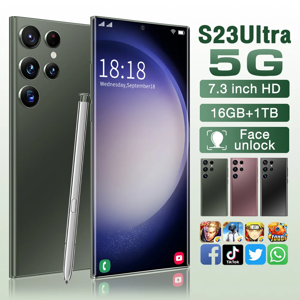 S23 Ultra Original SmartPhone 6.8 HD 64MP 16GB+1TB Unlocked Mobile Phones 5G Celulares Dual Sim Card 6800mAh Android Cell Phone