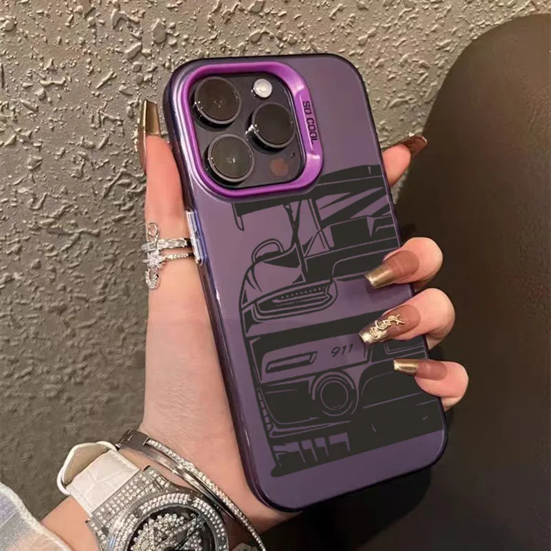 Sleek Car Pattern Design Shockproof Phone Case with TPU Silicone Bumper Cover