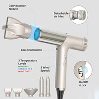 Hair Dryer with Diffuser Ionic Blow Dryer High-Speed Brushless Hairdryer Low Noise Air Blower 5 In 1 Hair Styler Curling Wand 2