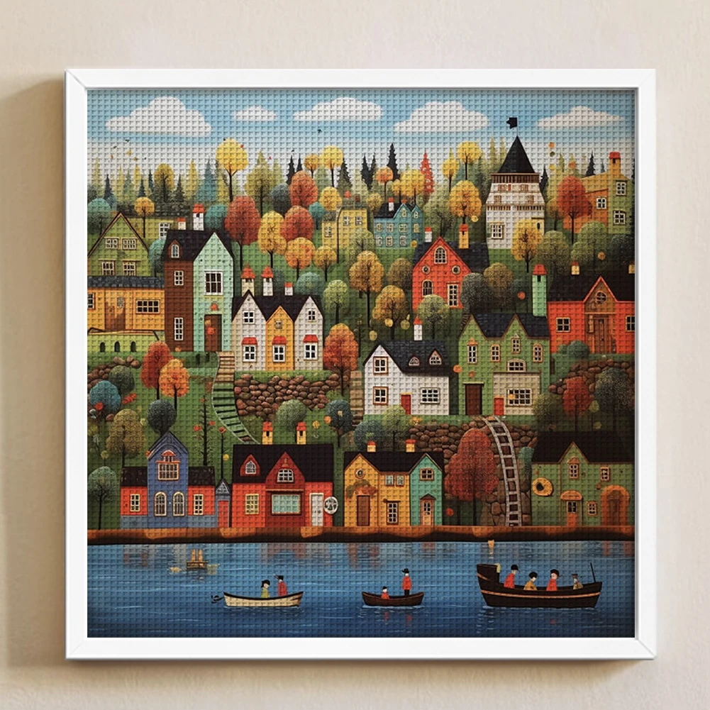 House Printed Cross Stitch Kit 50x50cm DIY 14CT Embroidery Craft Set Home Decor