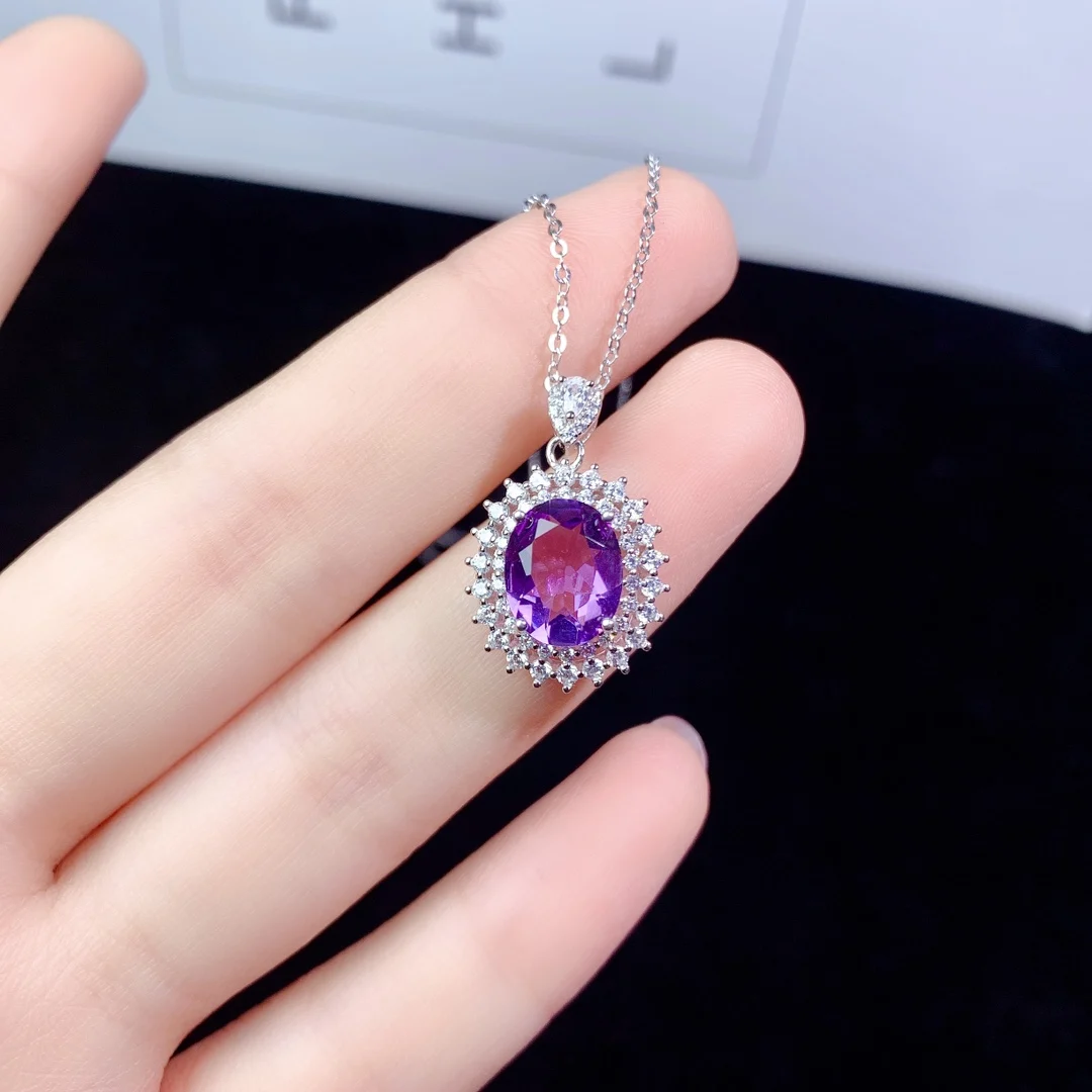 

Necklace Women's Silver 925 Jewelry Christmas Amethyst Gemstone Women's Pendant Free shipping Gem necklace pendant Sterling