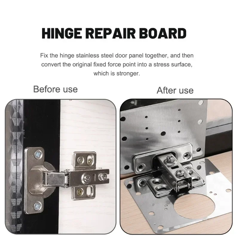 Hinge Repair Plate 2/10Sets Kitchen Cabinet Door Hinges Mounting Plate Screw Flat Fixing Brackets Furniture Hardware Tools