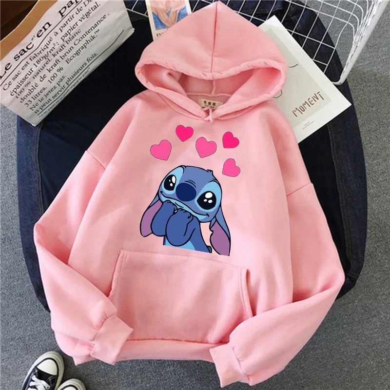 thumbnail image 1 of Sudaderas con capucha de Disney Stitch para mujer, sudadera Harajuku de los 90, ropa de calle de Manga, Unisex, 1 of 5