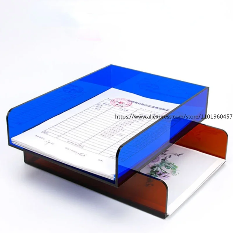 Color Desk Letter Tray A4/A5 Size Clear Acrylic Stackable Document Organizer Office Desktop File Paper Holder Book Storage Rack 3