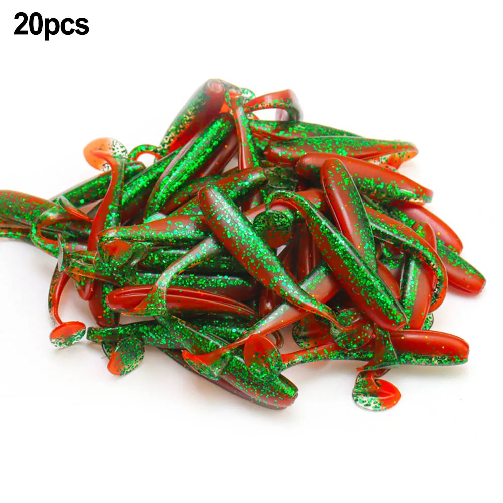 

High Quality Soft Baits Soft Lure 20pc Bass Lure Fishing Equipment Fly Fishing Lobster Coloured Silicone T Tail