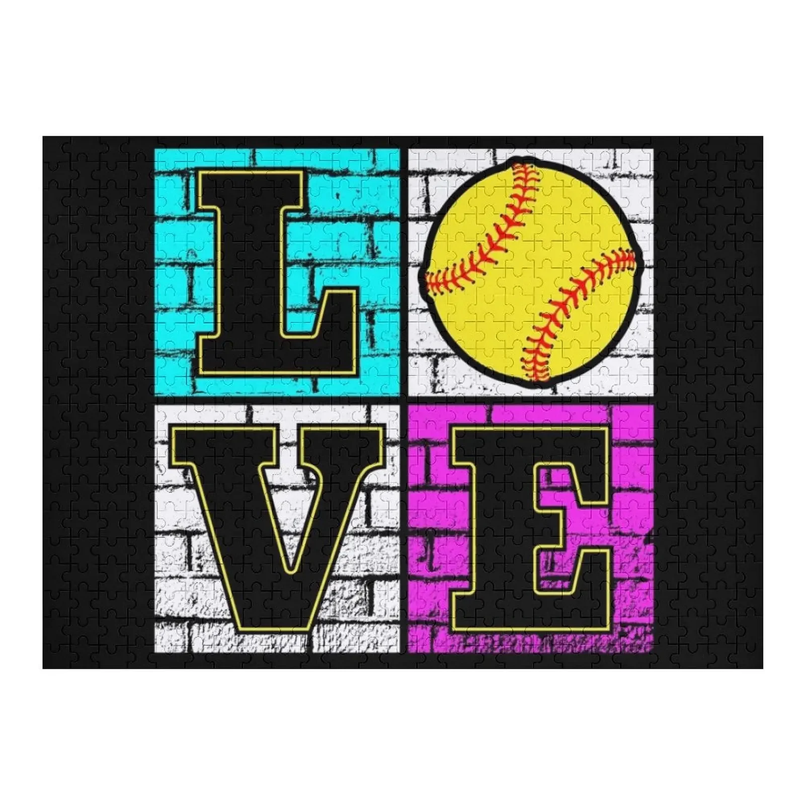 

Love softball for softball players and softball fans Jigsaw Puzzle Wooden Boxes With Personalized Photo Puzzle