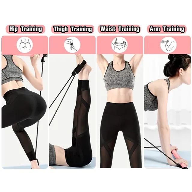 Portable Yoga Pilates Bar Stick with Resistance Band Home Gym Muscle Toning Bar Fitness Stretching Sports Body Workout Exercise 5