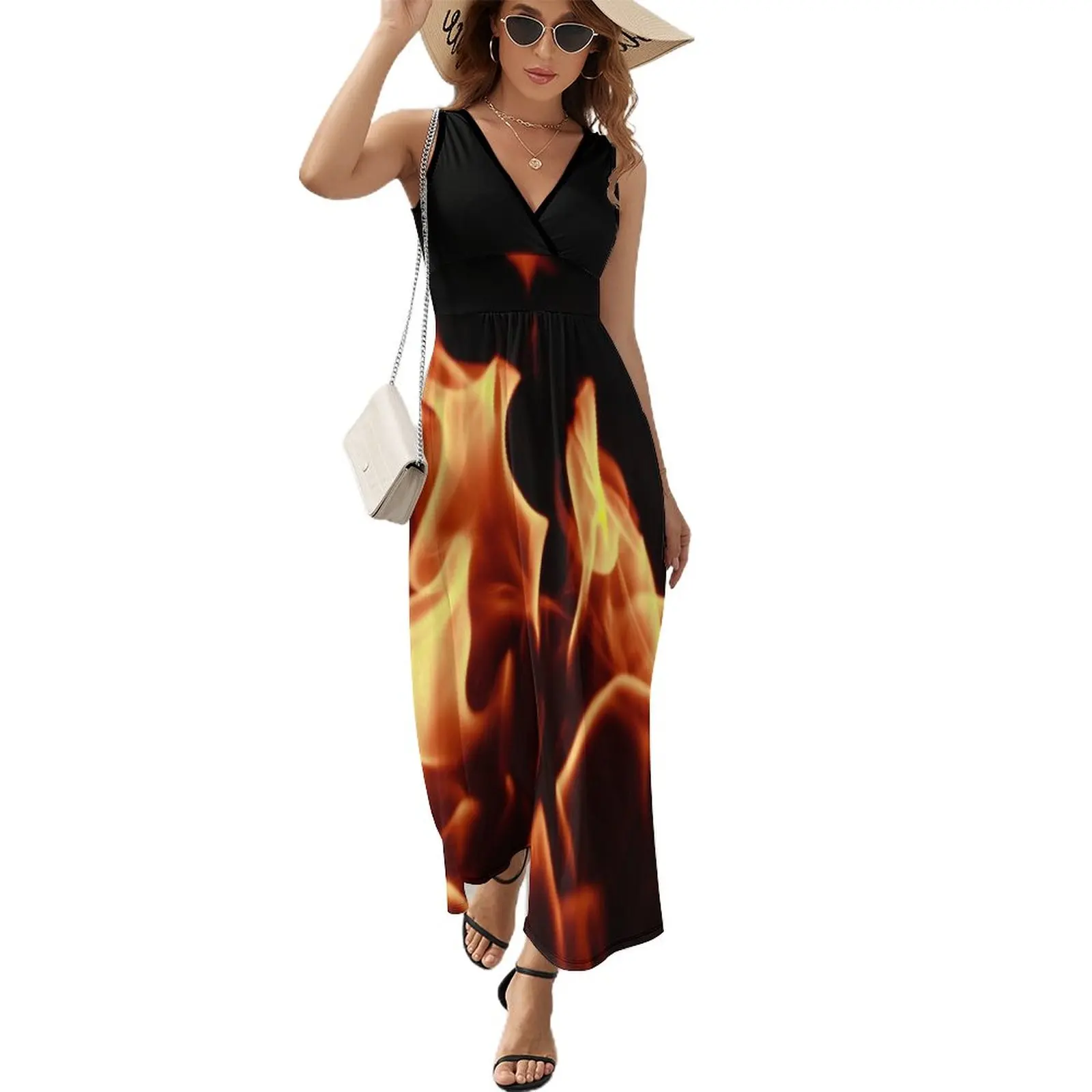 

Fire flames effect Sleeveless Dress birthday dress for women luxury 2023 summer clothes