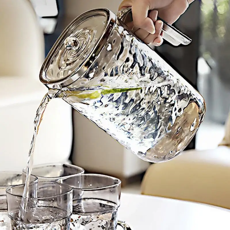 Pitcher with Lid Thickened Pitcher Top Lid Heat-Resistant Juice Containers Hot/Cold Water Carafe Hot/Cold Water