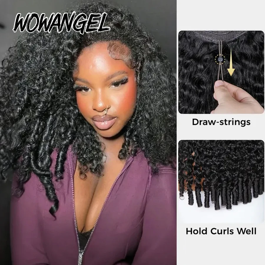 버마 곱슬머리 3 in 1 하프 가발 스파이럴 컬 인모 가발 여성용 드로스트링 플립오버 가발 글루리스 초보자용