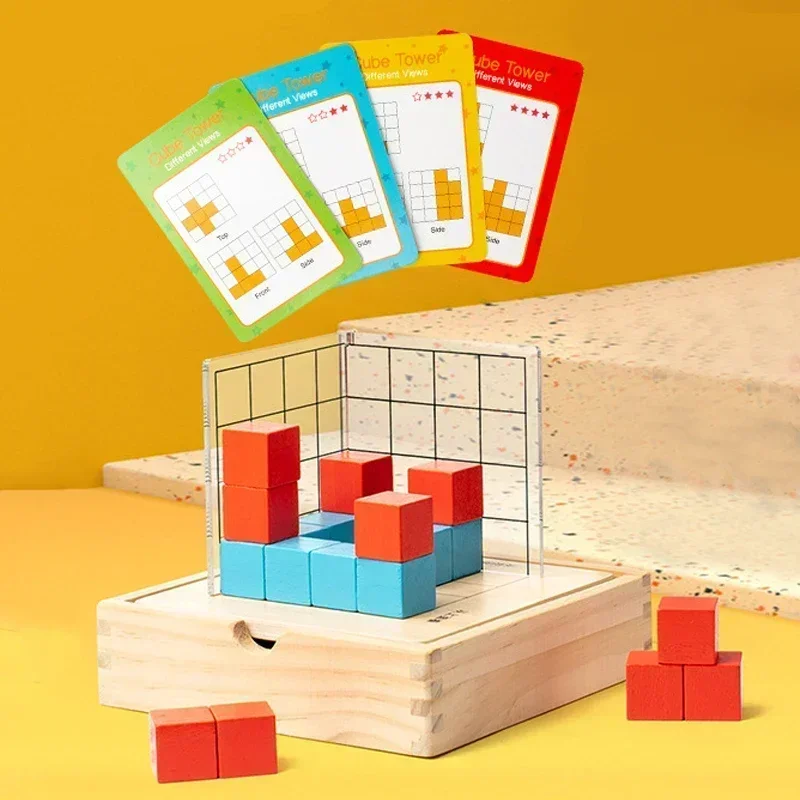Cube Three-View Teaching Aids Orientation Observer Space Thinking Training Primary School Students Year 3-4 Grade Children's Toy