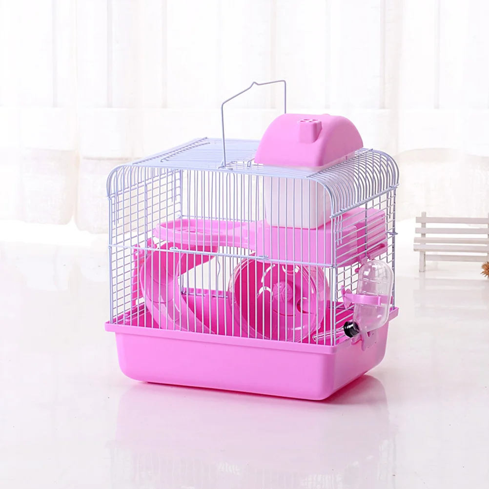 

Double Layer Hamster Cage Acrylic Portable Small Pets House Includes Water Bottle Exercise Wheel Dish Chinchilla Hamster House