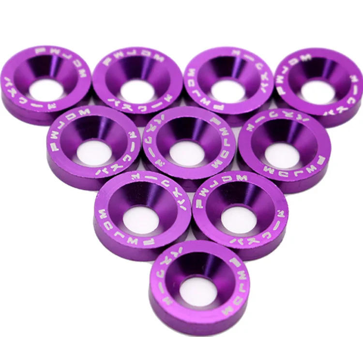 Car Aluminum Washer M6 Colourful Anodized Countersunk Head Bolt Washers Gasket JDM Racing for Honda BMW Toyota Nissan 10PCS/Lot