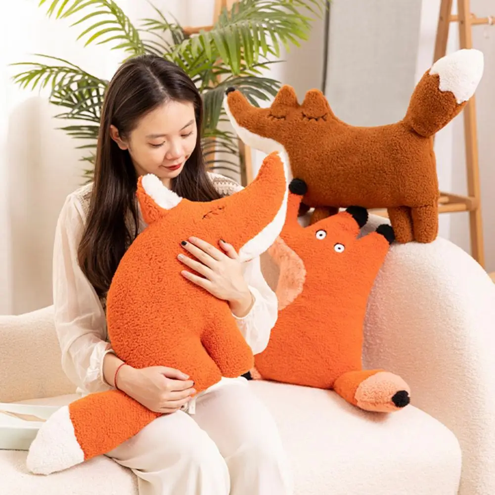 Fox Plush Pillow Soft Cotton Stuffed Plushies Cartoon Fox Pillow Toy for Kids Girls Birthday Christmas Gift Fox-shaped