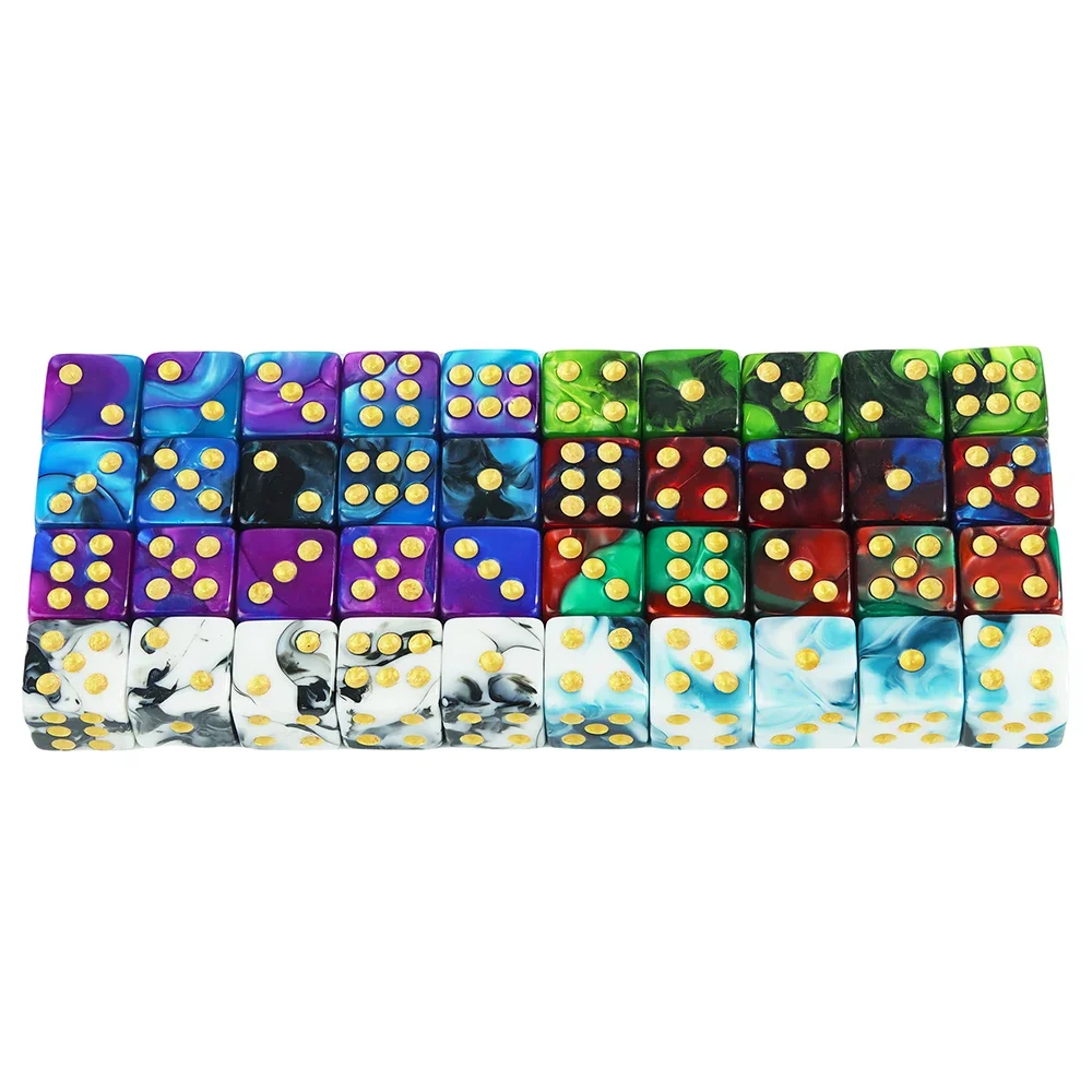 Game Dice Acrylic Dice Mini D6 Dice 12mm Double Color 6-sided Square Corner with Standard Dots For Club Party DIY Board Game Supplies