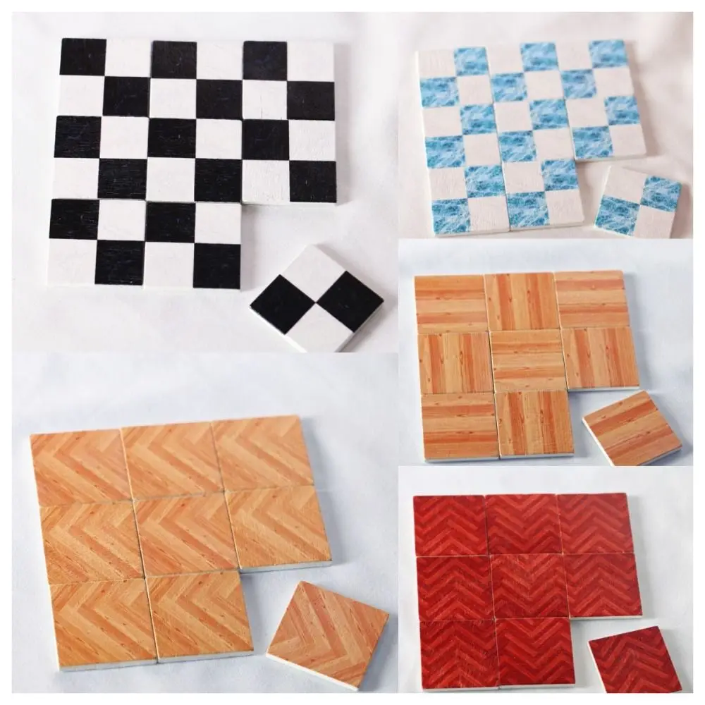 9pcs/set Pretend Play 1:6/1:12 Doll House Furniture Square Doll House Accessories Miniature Ceramic Tile Wood Block