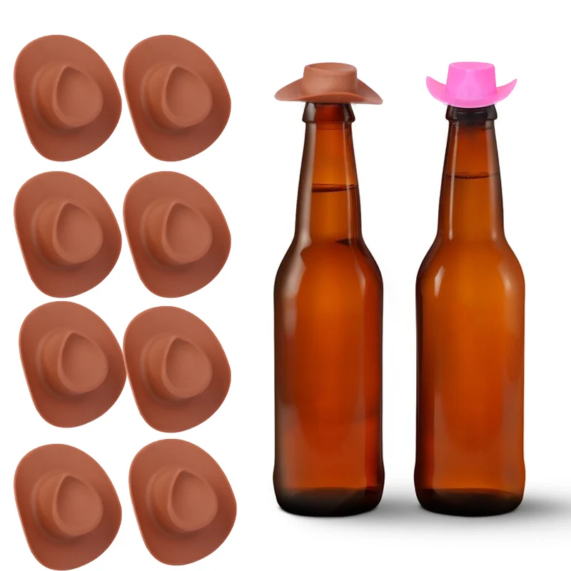 10/20 stücke Mini Wein Flasche Kappe Kleine Rosa Cowboy Hut DIY Nette Puppe Hut Dessert Schmücken Flasche Abdeckung für Home Party Tisch Dekor – Detail 9