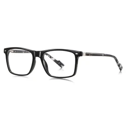 Blue Light Blocking Unisex Square Frame Glasses - TR90 Lightweight Anti - Eyestrain Design (BLACK)
