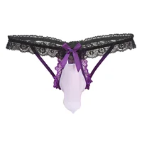 Homosexuell Herren Sissy Dessous Sexy Rüschen Spitze G-String T-Rücken Bulge Pouch Tangas Unterwäsche Exotische Sex Slips Crossdress Höschen 1