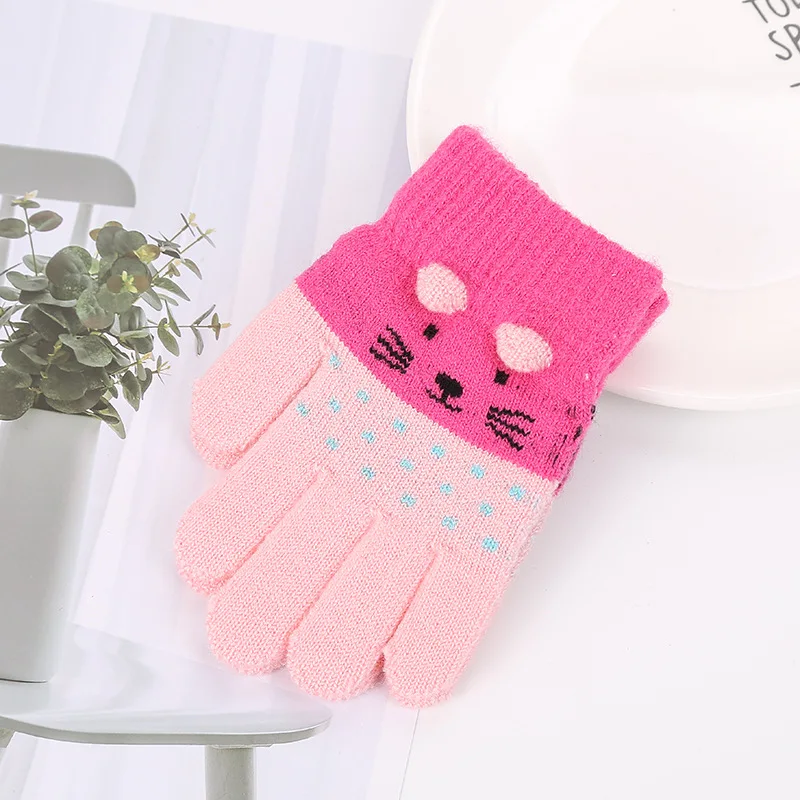 1-7YKids Gloves Winter Full Finger Gloves Knitted Soft Children Mittens Boys Girls Gloves Thick Keep Warm Autumn Glove Accessory