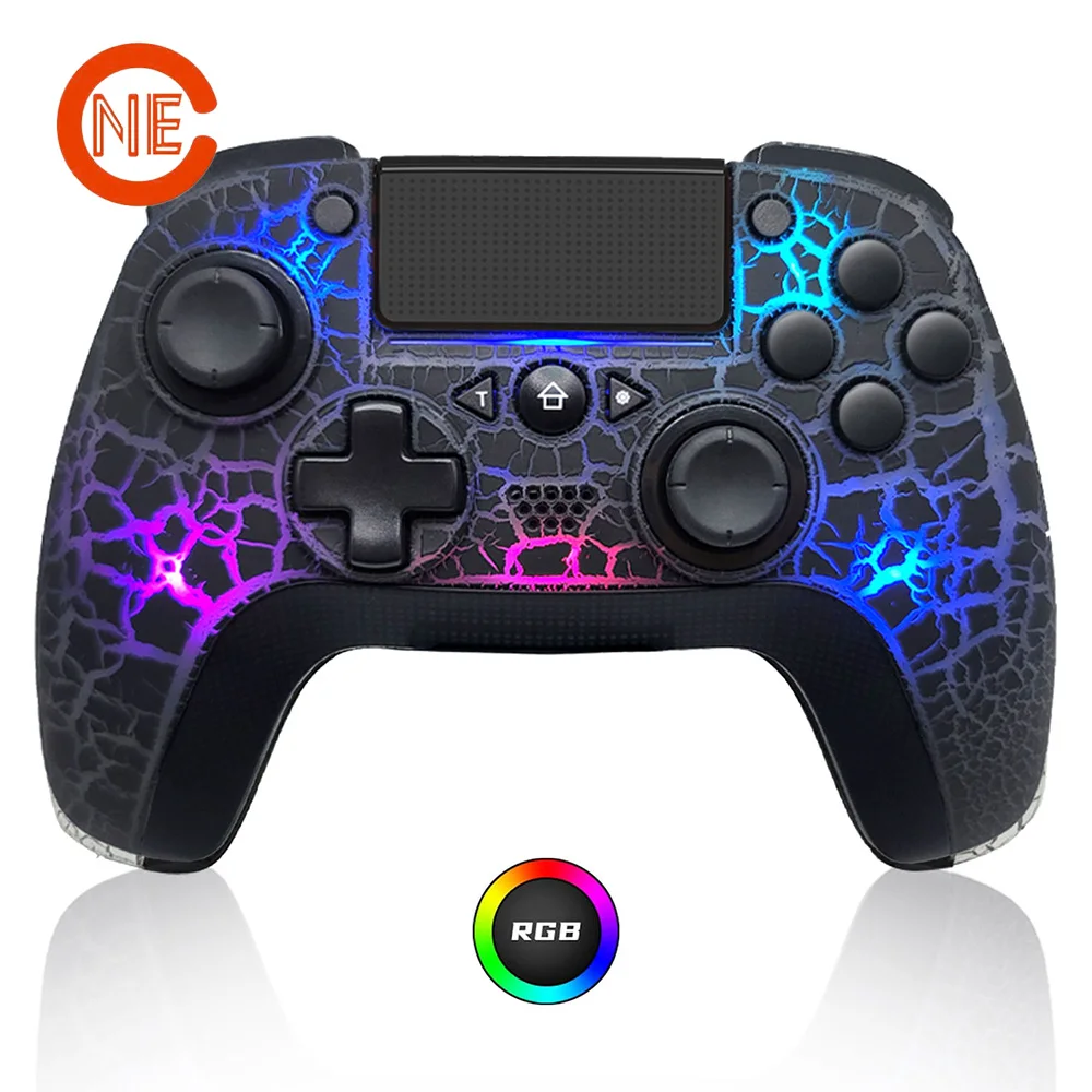 NECrackedRGBLEDWirelessControllerBluetoothRemoteControlGamingGamepadwithTurbo6axis