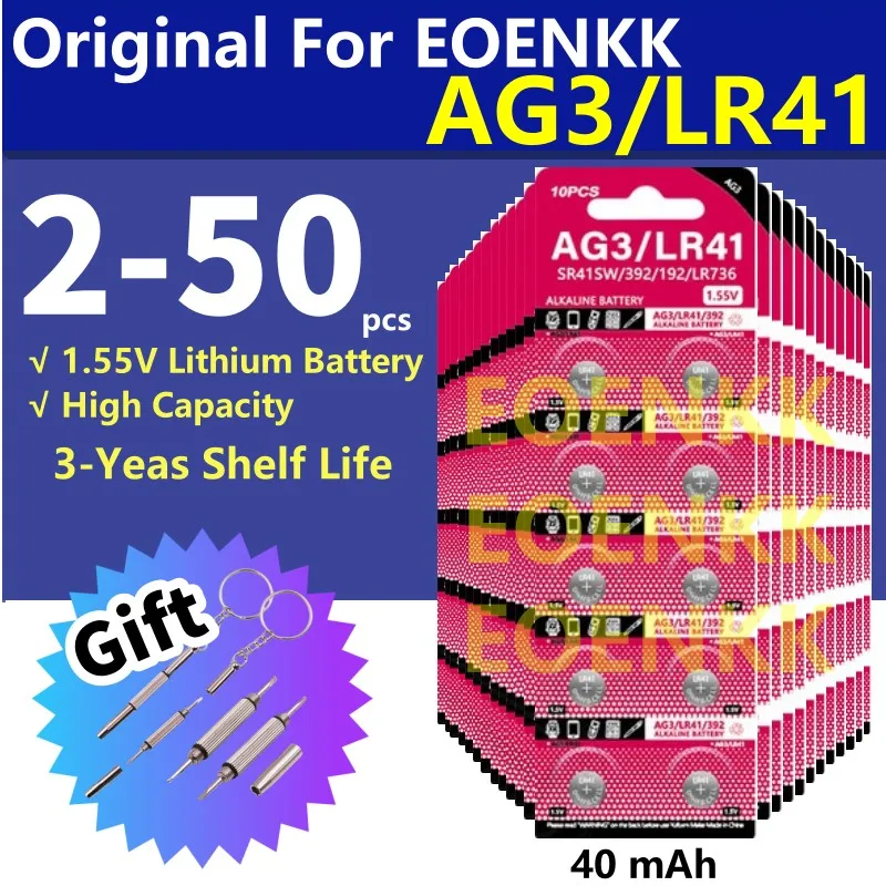 

10-50PCS High Capacity AG3 LR41 Batteries L736 392 384 192 Premium Alkaline Battery 1.5V Button Coin Cell Batteries For Watches