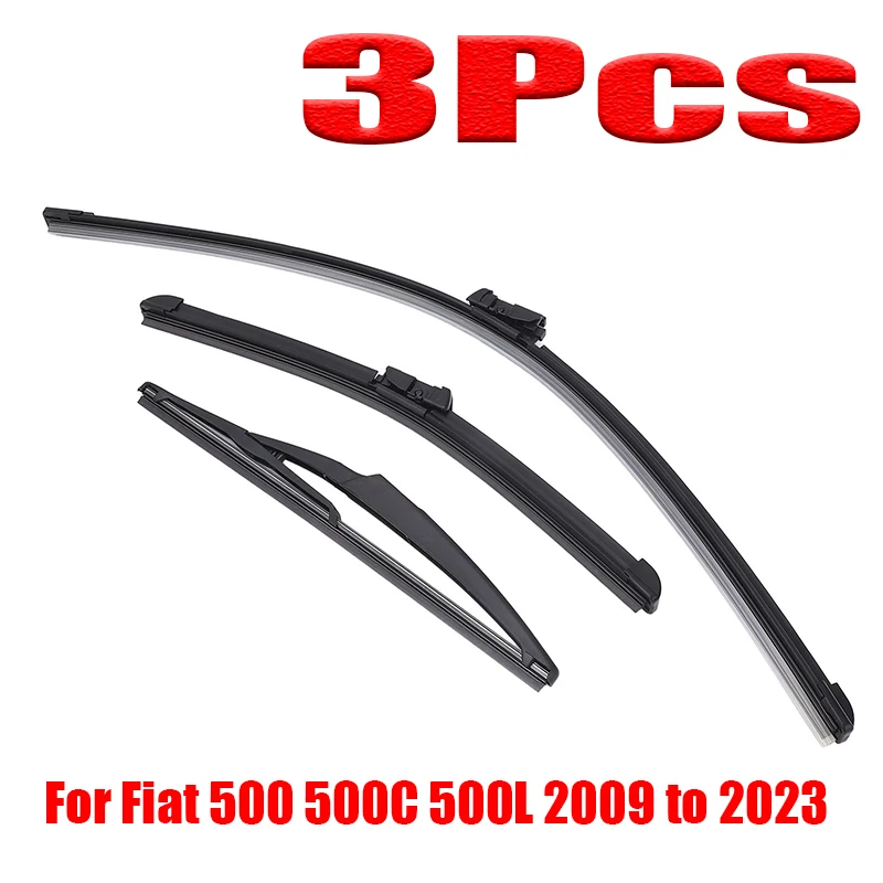 3Pcs Front Rear Wiper Blades Set for Fiat 500 500C 500L 2009 to Windshield Windscreen Tailgate Window Brushes Car Parts