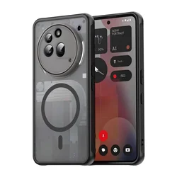 Matte Transparent Anti-Shock Magnetic Case with Magsafe Wireless Charging Capability for Nothing Phone 3A (Black)