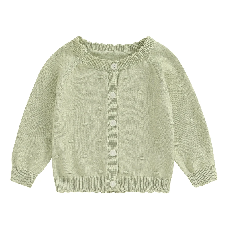 Girls Autumn Knit Sweater Long Sleeve Solid Color Button Up Cardigan Knitwear Coat