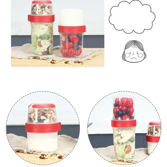 Bac à légumes compartiment scellé à Double couche, flocons d'avoine, noix, yaourt, salade, boîte de stockage des aliments, petit déjeuner, bac à fruits, boîte à déjeuner 5