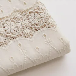 Pure Cotton Embroidered Hollow Fabric for DIY Sewing and Crafts (As the picture)