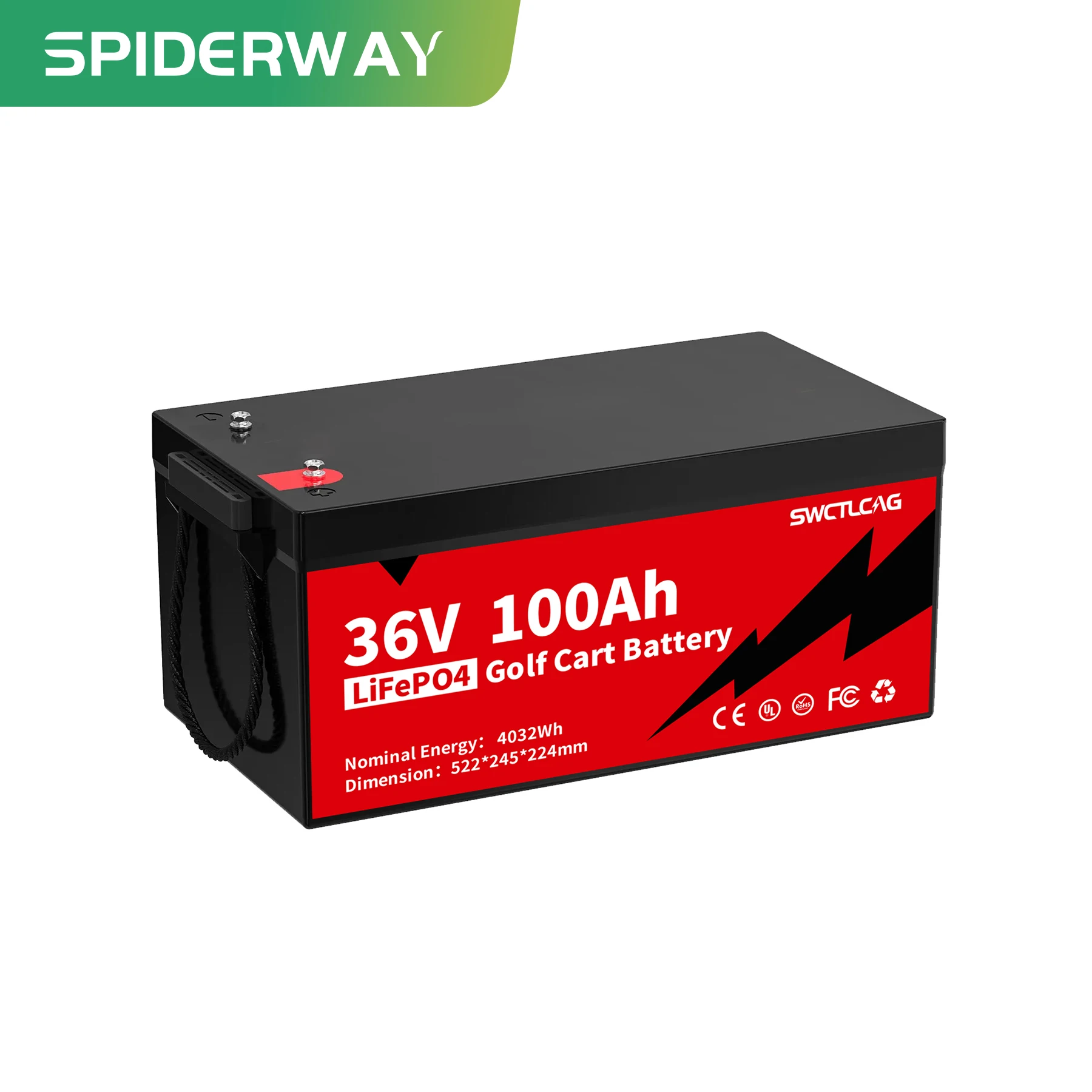 LiTime 36V 100Ah LiFePO4 Lithium Battery 200A BMS Born For 5Kw Golf Cart Marine